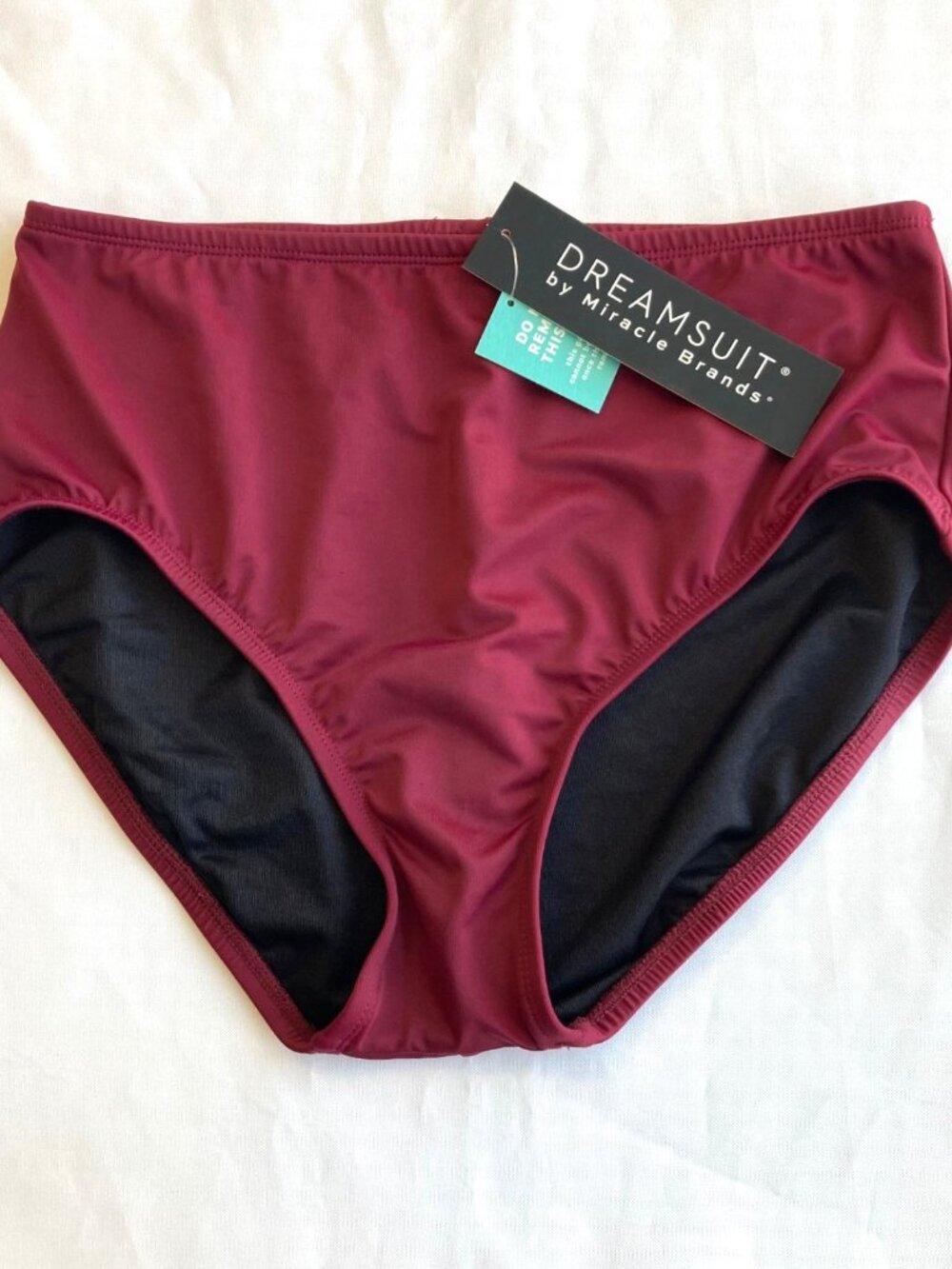 Dreamsuit by Miracle Brands High Waisted Swim Bikini Bottom Shaping 8 Maroon NWT